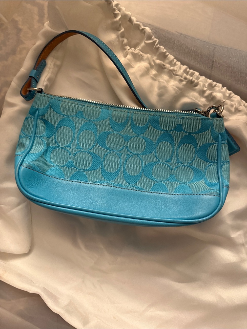Coach Turquoise Signature Jacquard Shoulder Bag